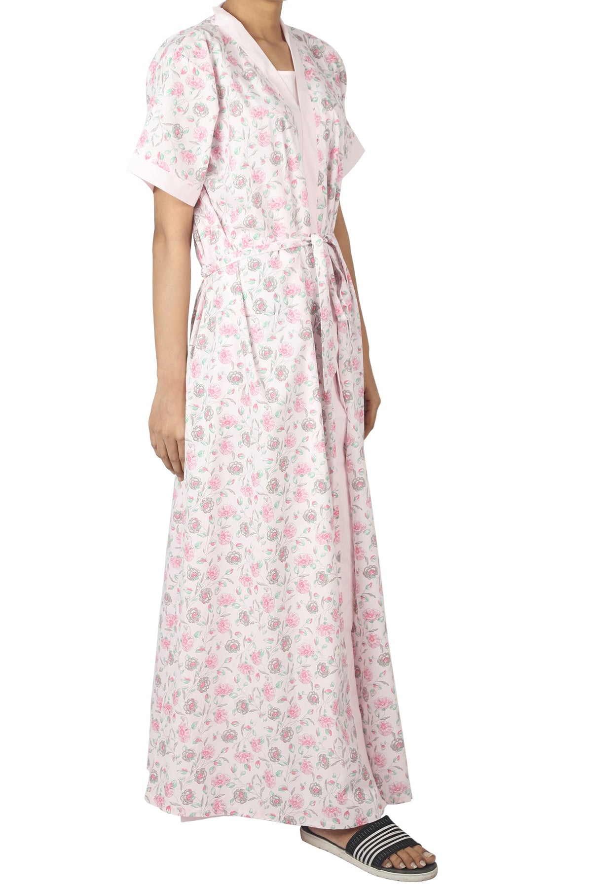 Pink Floral Wrap Round Set - De - Nap.in - Nightwear