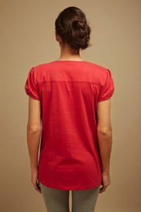 Red Embroidered Lounge Top - De - Nap.in - Nightwear