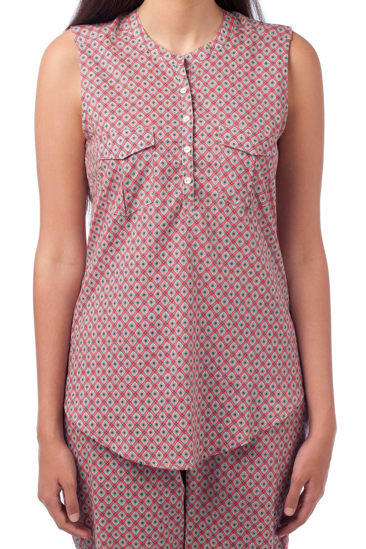 Sleeveless Abstract Pyjama Set - De - Nap.in - Nightwear