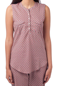 Sleeveless Abstract Pyjama Set - De - Nap.in - Nightwear