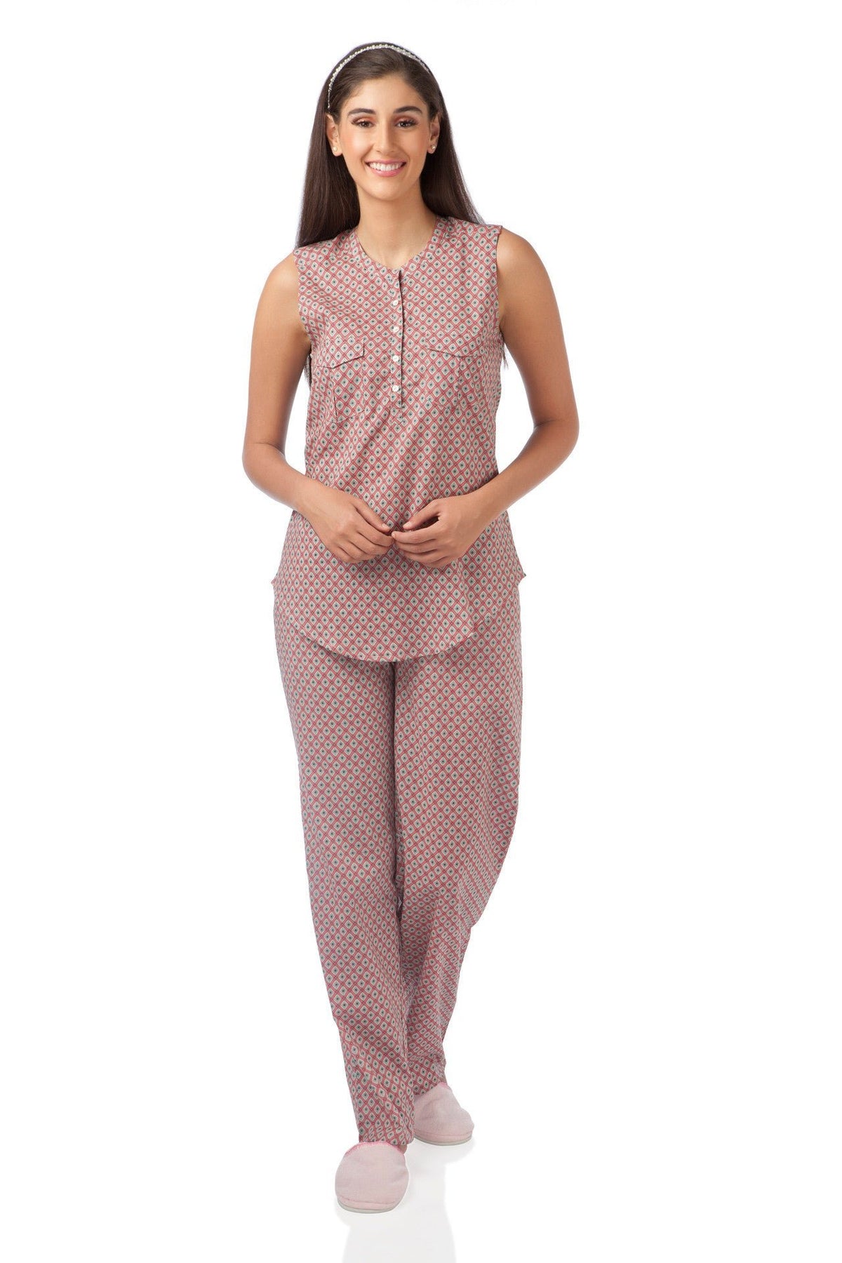Sleeveless Abstract Pyjama Set - De - Nap.in - Nightwear