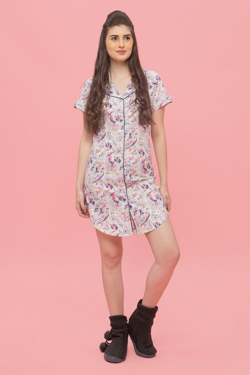 Snazzy Paisley Print Nightdress - De - Nap.in - Nightwear