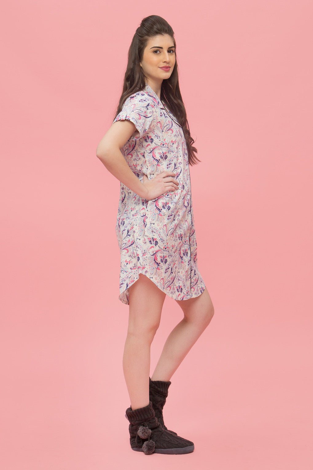 Snazzy Paisley Print Nightdress - De - Nap.in - Nightwear