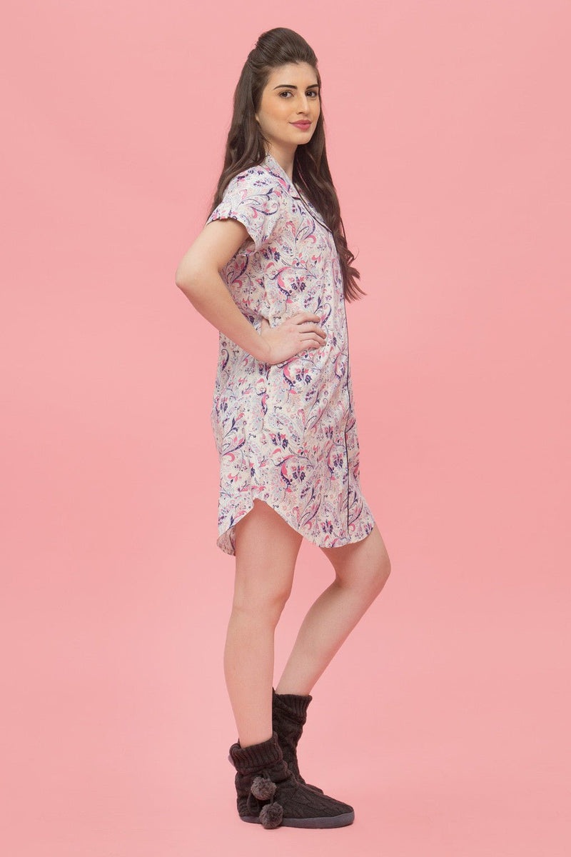 Snazzy Paisley Print Nightdress - De - Nap.in - Nightwear