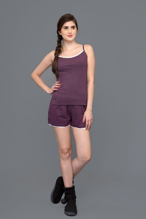 Sultry Grape Wine Shorts Set - De - Nap.in - Nightwear