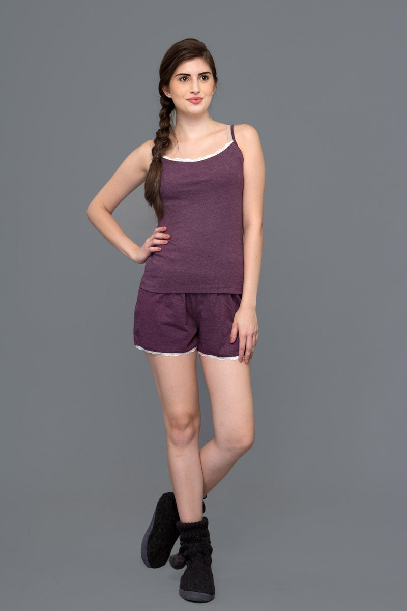 Sultry Grape Wine Shorts Set - De - Nap.in - Nightwear