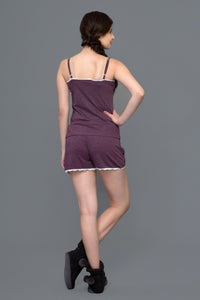 Sultry Grape Wine Shorts Set - De - Nap.in - Nightwear