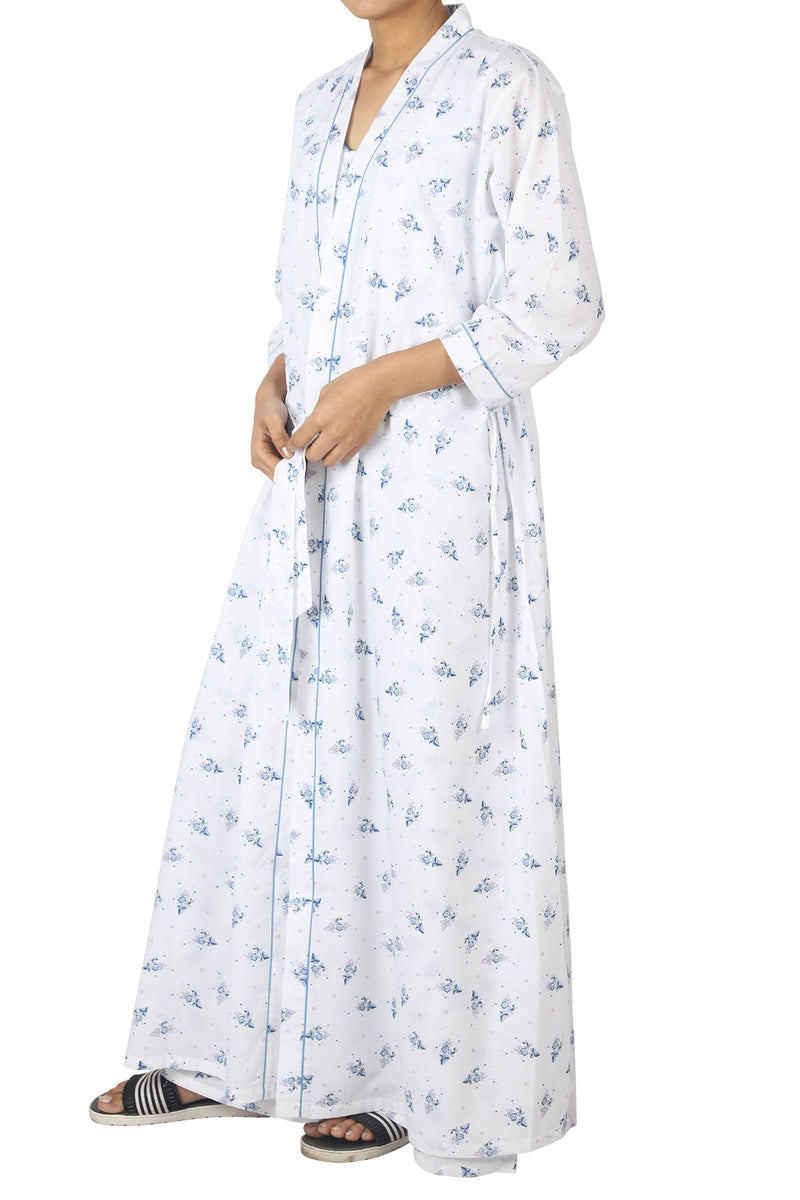Summer Floral Wrap Round Nighty Set - De - Nap.in - Nightwear