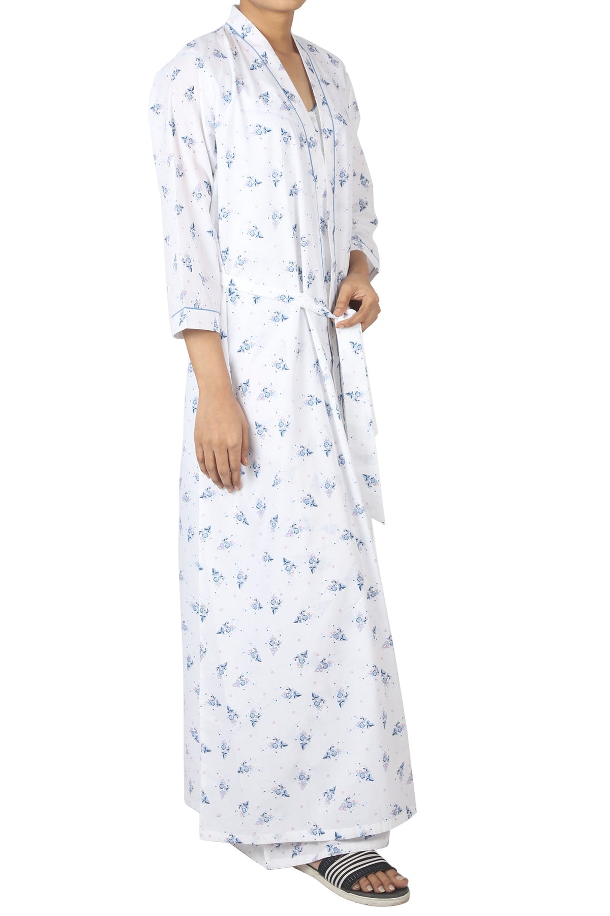 Summer Floral Wrap Round Nighty Set - De - Nap.in - Nightwear