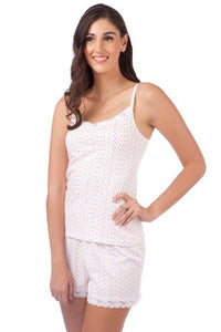 White Polka Cami Shorts Set - De - Nap.in - Nightwear