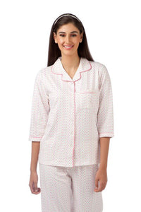 White Polka Dotted Pyjama Set - De - Nap.in - Nightwear