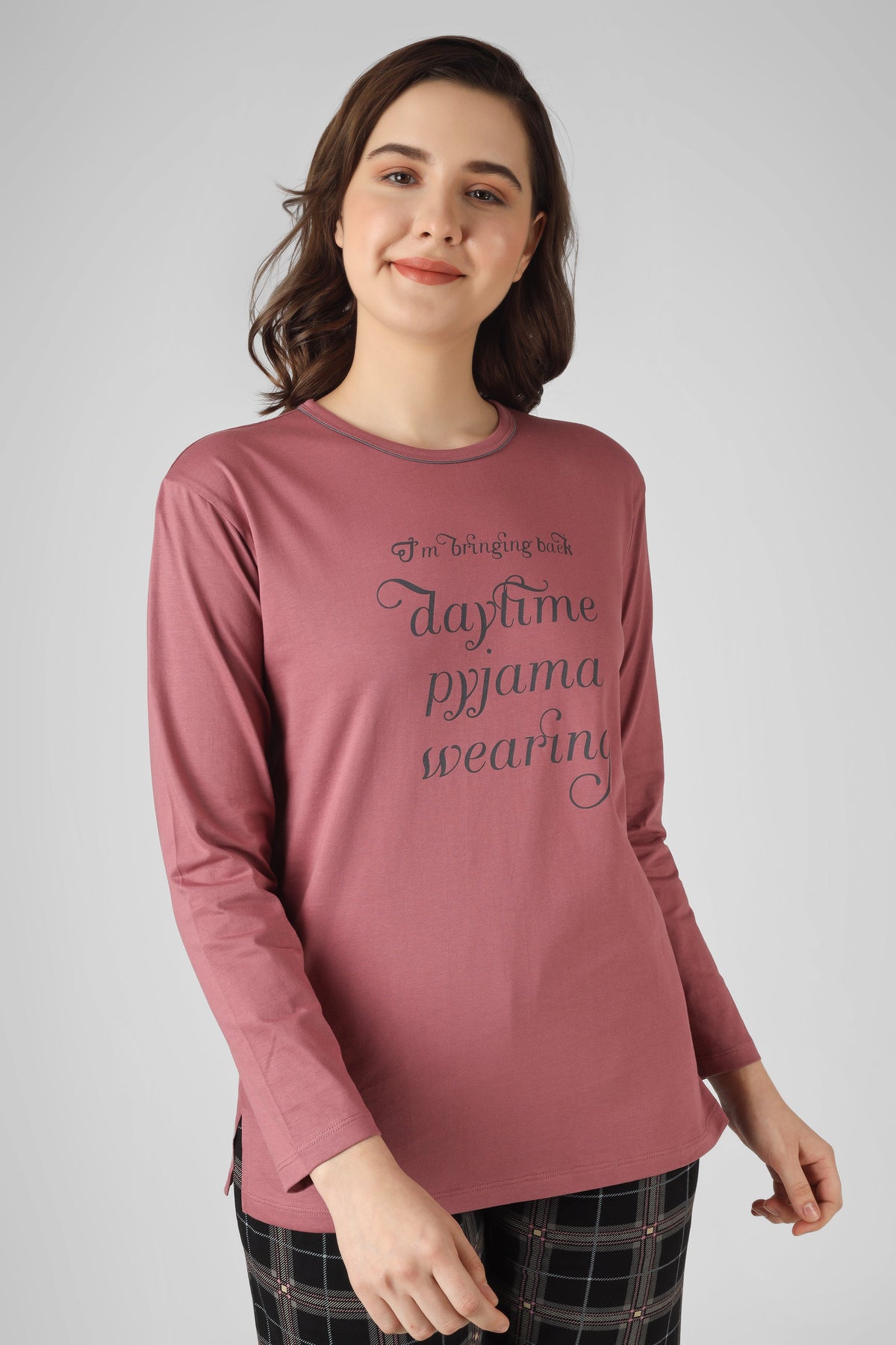 Wild Rose Checkered Full Sleeves Pj St - De - Nap.in - Nightwear