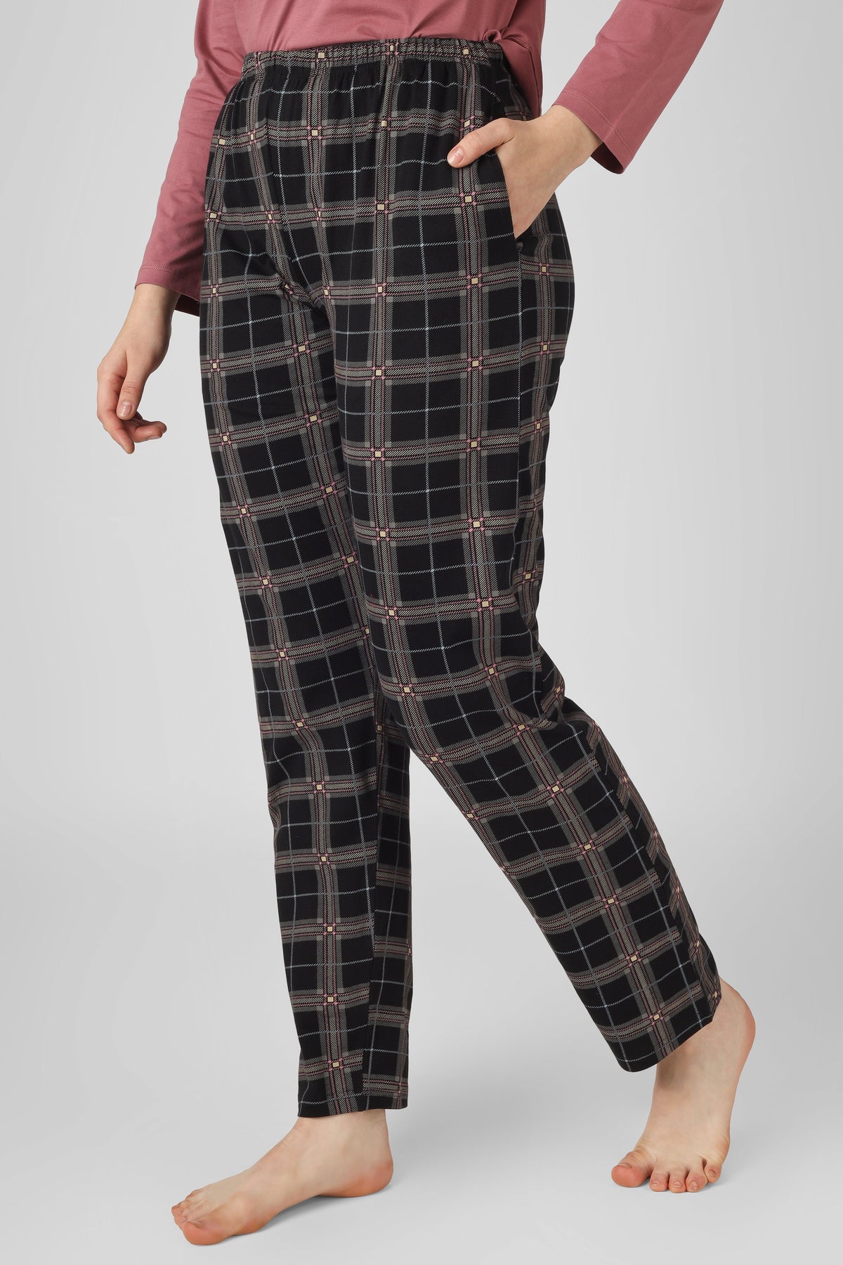 Wild Rose Checkered Full Sleeves Pj St - De - Nap.in - Nightwear