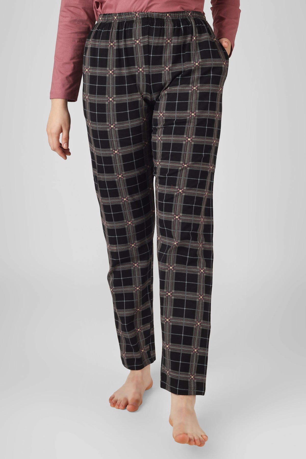 Wild Rose Checkered Full Sleeves Pj St - De - Nap.in - Nightwear