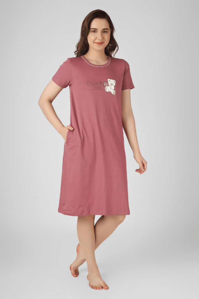 Wild Rose Teddy Confesstions Short Nighty - De - Nap.in - Nightwear