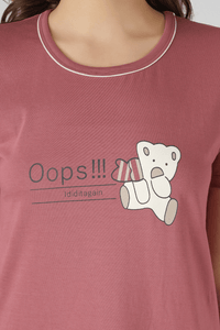 Wild Rose Teddy Confesstions Short Nighty - De - Nap.in - Nightwear