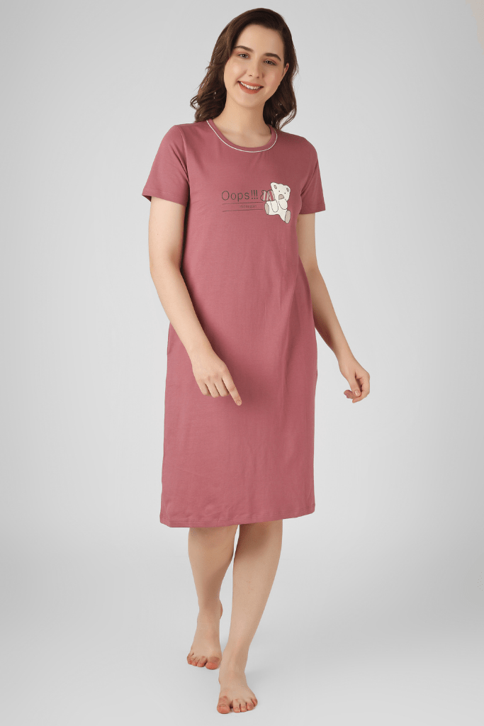 Wild Rose Teddy Confesstions Short Nighty - De - Nap.in - Nightwear