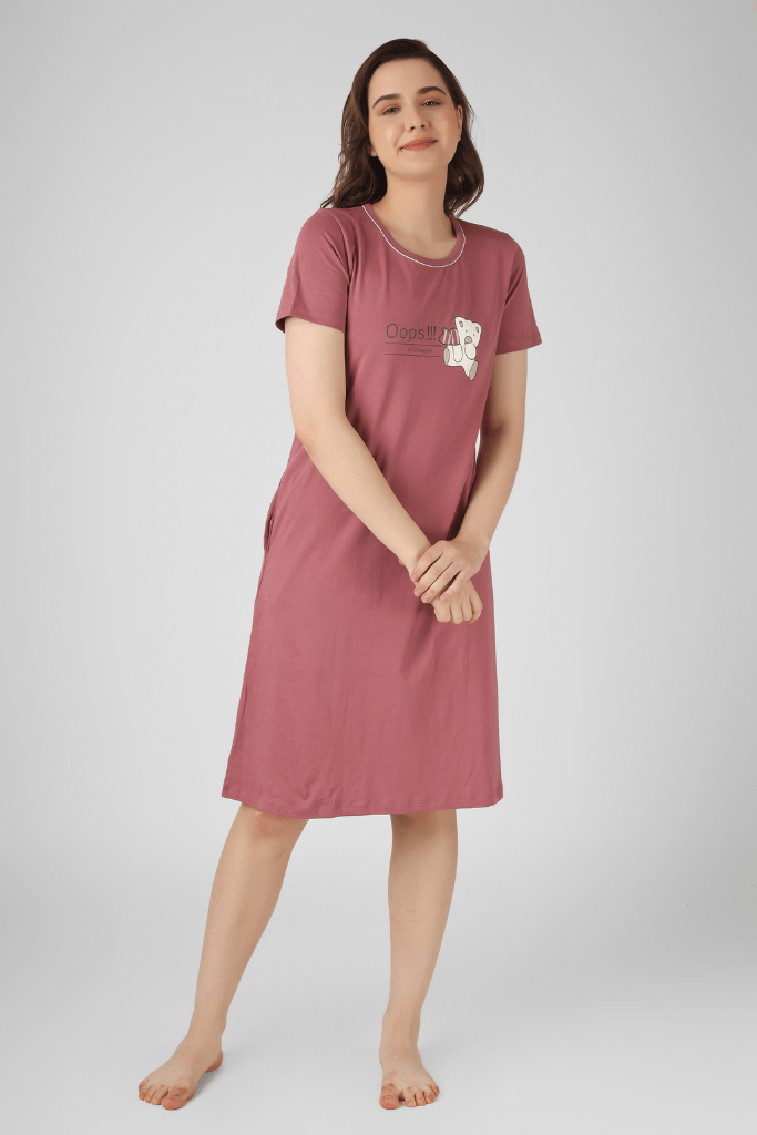 Wild Rose Teddy Confesstions Short Nighty - De - Nap.in - Nightwear